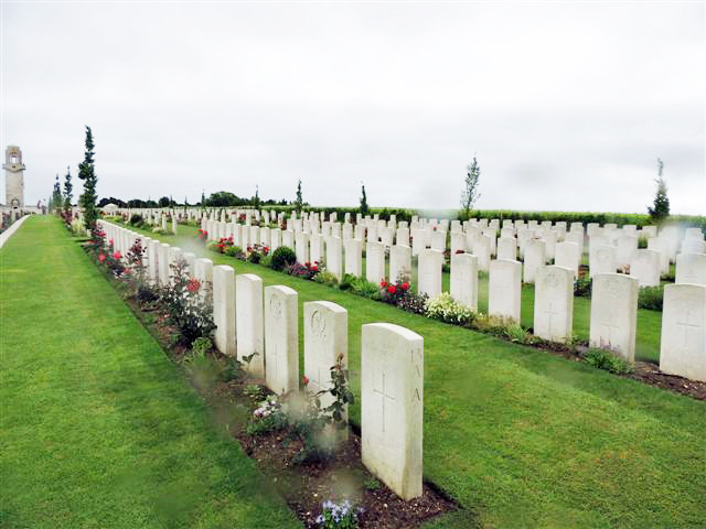 Grave view: Villers-Bretonneux War Cemetery, France -from Robyn Noden