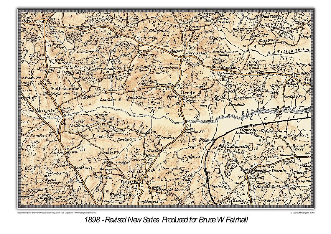 Reproduction of an original 1898 Map of the Brede area
- purchased by Bruce W Fairhall (C)